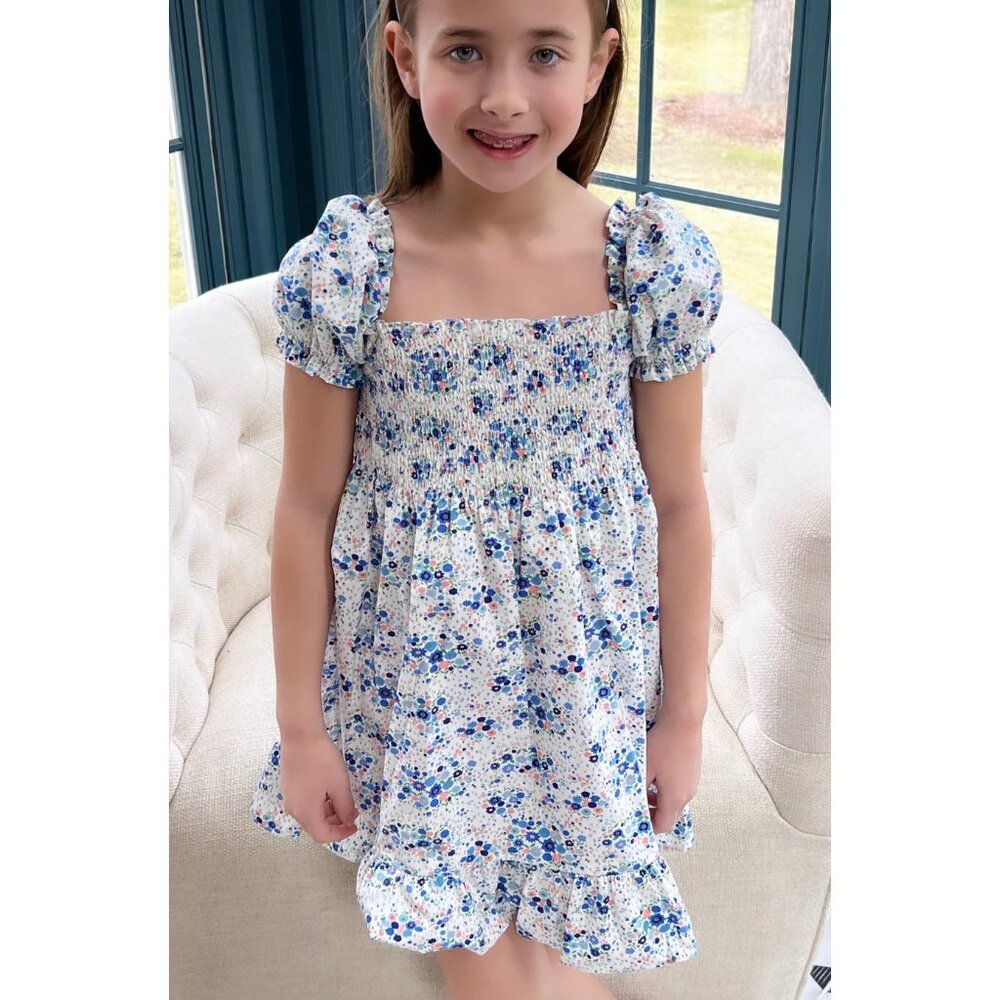 Be Elizabeth by James and Lottie Dress Girls Size 12 Smocked Floral Short Sleeve